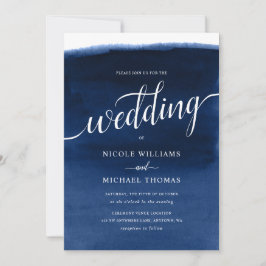 Convites Casamento marinho Blue Watercolor