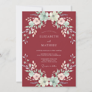 Convites Casamento Marrom Água Ranunculus Eucalipto Silenci