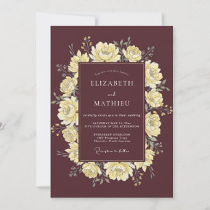 Convites Casamento Marrom Amarelo Ranunculus Eucalipto