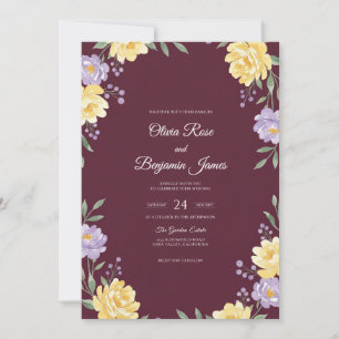 Convites Casamento Marrom-Amarelo Ranunculus Eucalipto Sile