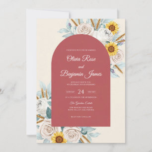 Convites Casamento Marrom Bege Girassol Poeira Eucalipto