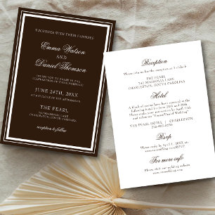 Convites Casamento Marrom Chocolate Elegante Detalhes Recep