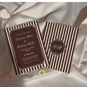 Convites Casamento Marrom Chocolate Escuro Vintage Old Mone