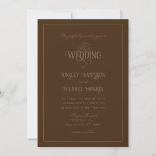 Convites Casamento Marrom Chocolate Luxuoso Moderno e Elega