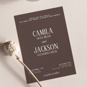 Convites Casamento Marrom Chocolate Moderno