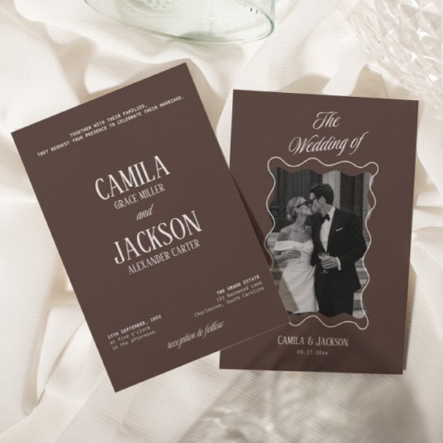Convites Casamento Marrom Chocolate Moderno (Criador carregado)