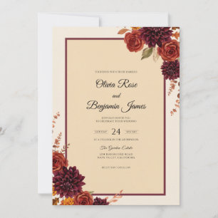 Convites Casamento Marrom Creme Dahlia