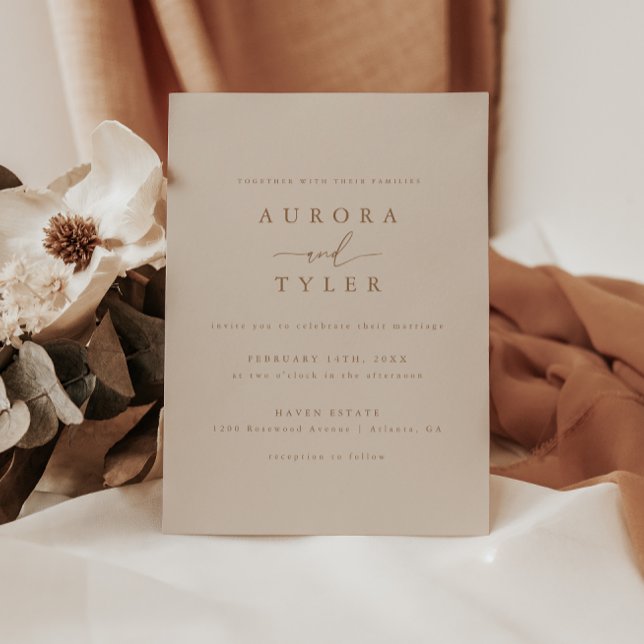 Convites Casamento Marrom Elegante Moderno  (Criador carregado)