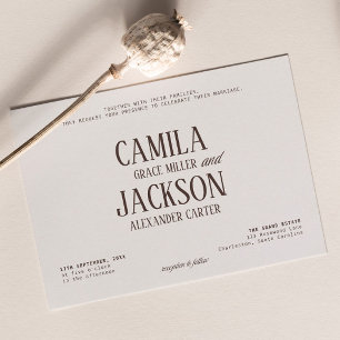 Convites Casamento Marrom Espresso e Marfim Moderno