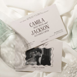 Convites Casamento Marrom Espresso e Marfim Moderno