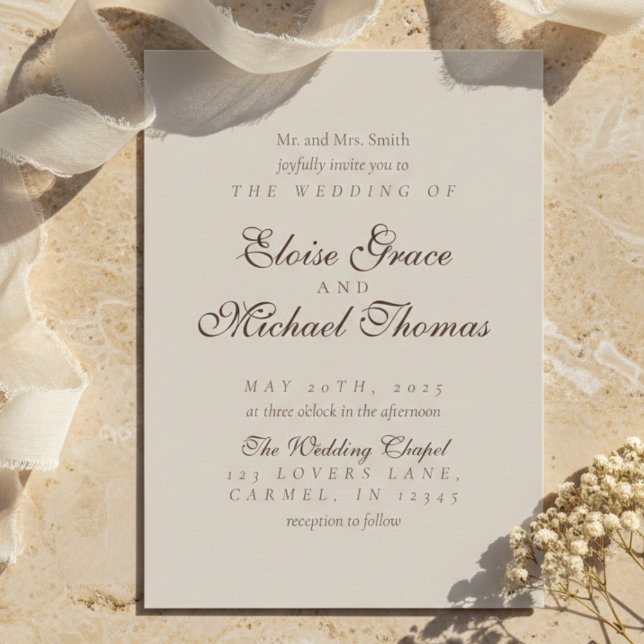 Convites Casamento Marrom Espuma Simples Moderno (Simple Modern Mousse Brown Wedding Invitation
)