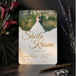 Convites Casamento Marrom Floral com Elegância Pastel com F