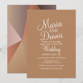 Convites Casamento Marrom Geométrico Moderno de Outono