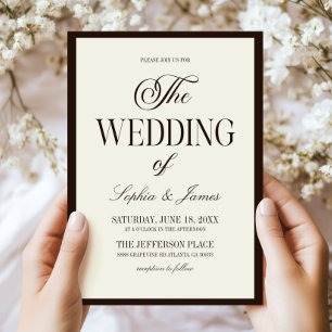 Convites Casamento Marrom Marfim Expresso Elegante Moderno