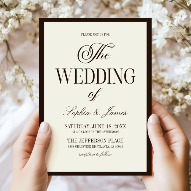 Convites Casamento Marrom Marfim Expresso Elegante Moderno (Criador carregado)