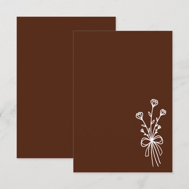 Convites Casamento Marrom Minimalista Elegante (Frente/Verso)