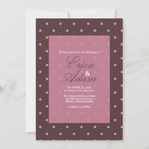 Convites Casamento Marrom & Rosa Pontinhos Padrão Boho Bolh