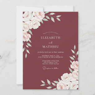 Convites Casamento Marsala Ranunculus Eucalipto Empoeirado