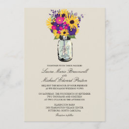 Convites Casamento Mason Jar Daisies e Girassóis