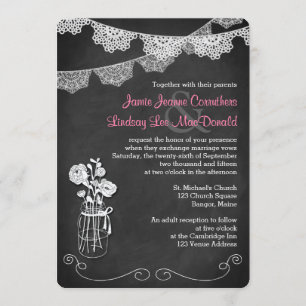 Convites Casamento Mason Jar, Lace Bunting Quadro 3