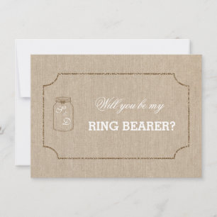 Convites Casamento Mason Jar Linen Canvas RING BEARER Convi