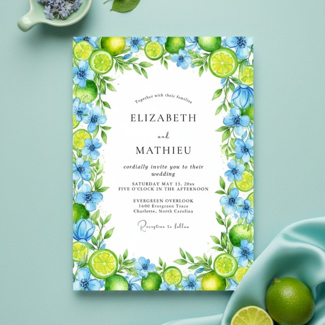 Convites Casamento Mediterrâneo Aquarela Verde Lima (Criador carregado)