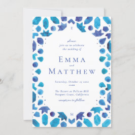 Convites Casamento Mediterrâneo Azulejo Azul