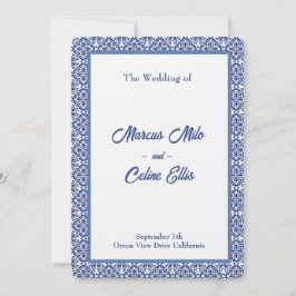 Convites Casamento Mediterrâneo Costeiro Azul e Branco