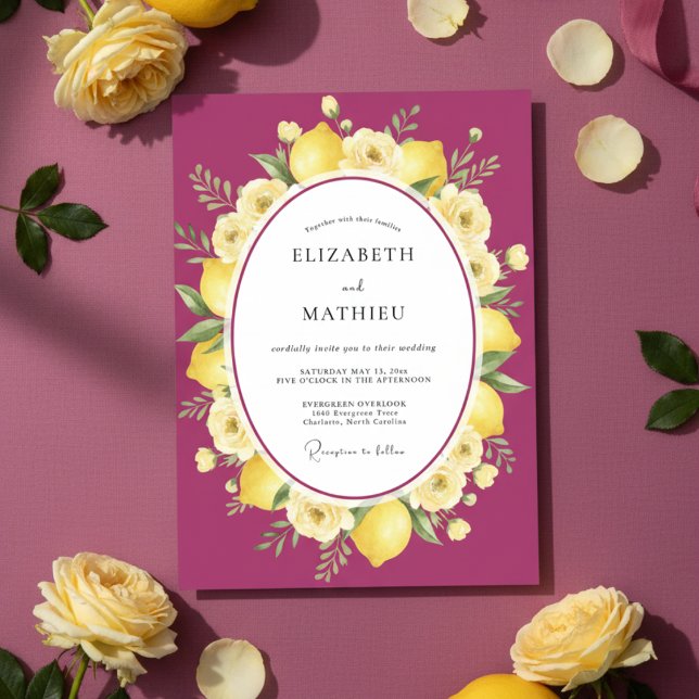 Convites Casamento Mediterrâneo Exuberante Magenta (Criador carregado)