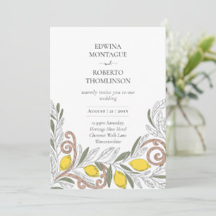Convites Casamento Mediterrâneo Linha de Arte Limão Patrimô