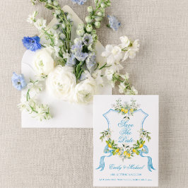 Convites Casamento Mediterrâneo Photo/Crest Salvar a Data