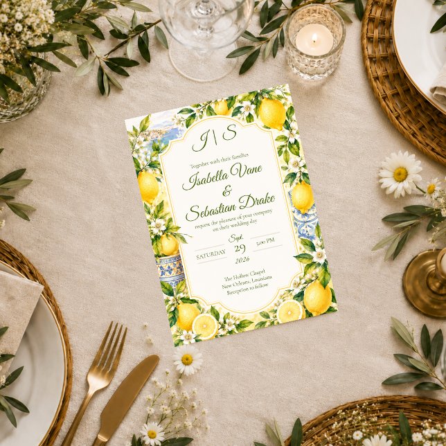 Convites Casamento Mediterrâneo Romântico (Criador carregado)
