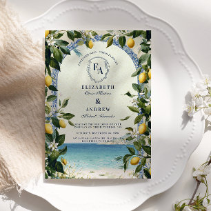 Convites Casamento mediterrânico com limão e verde
