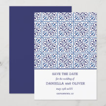 Casamento mediterrânico do Azulejo marinho salvar 