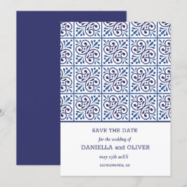 Convites Casamento mediterrânico do Azulejo marinho salvar 