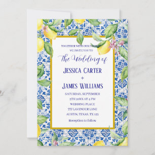 Convites Casamento mediterrânico dos Azulejos Limões