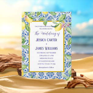 Convites Casamento mediterrânico dos Azulejos Limões
