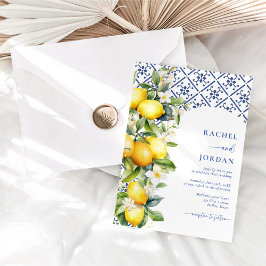 Convites Casamento mediterrânico Elegant Calliografia Lemon