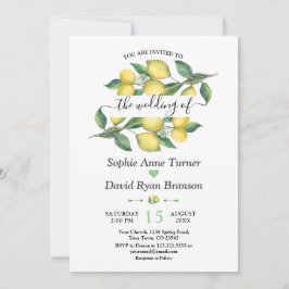 Convites Casamento mediterrânico Elegant Watercolor Lemon