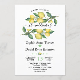 Convites Casamento mediterrânico Elegant Watercolor Lemon