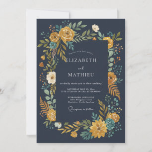 Convites Casamento Meio da Noite Ocre Ranunculus Cinza Euca