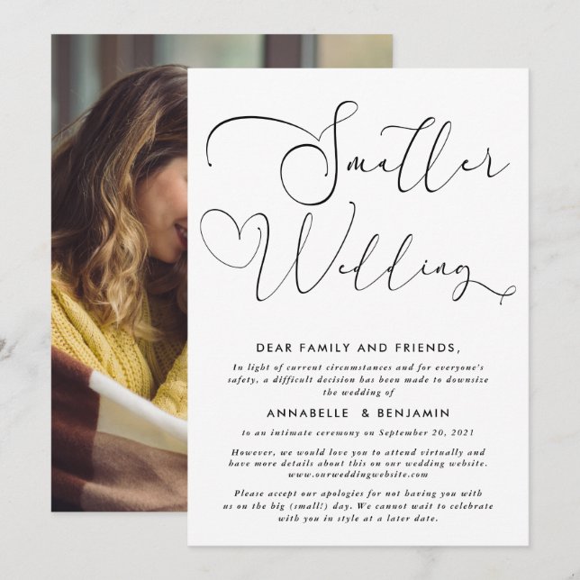 Convites Casamento Menor | Estamos Reduzindo o Número de Co (Frente/Verso)