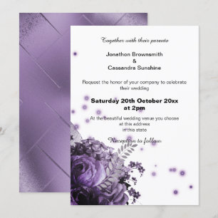 CONVITES CASAMENTO METÁLICO FLORAL FLORAL DO BUQUÊ ELEGANTE