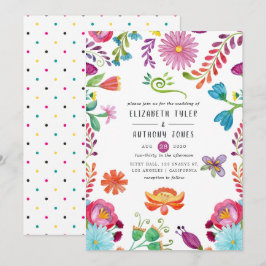 Convites Casamento Mexicano Fiesta Floral Aquarela Colorida