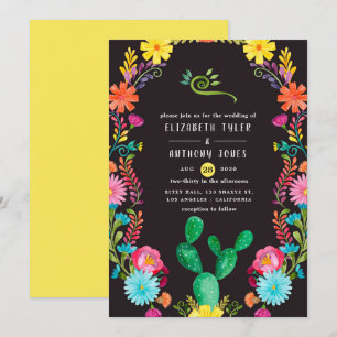 Convites Casamento Mexicano Fiesta Floral Colorido em Aquar