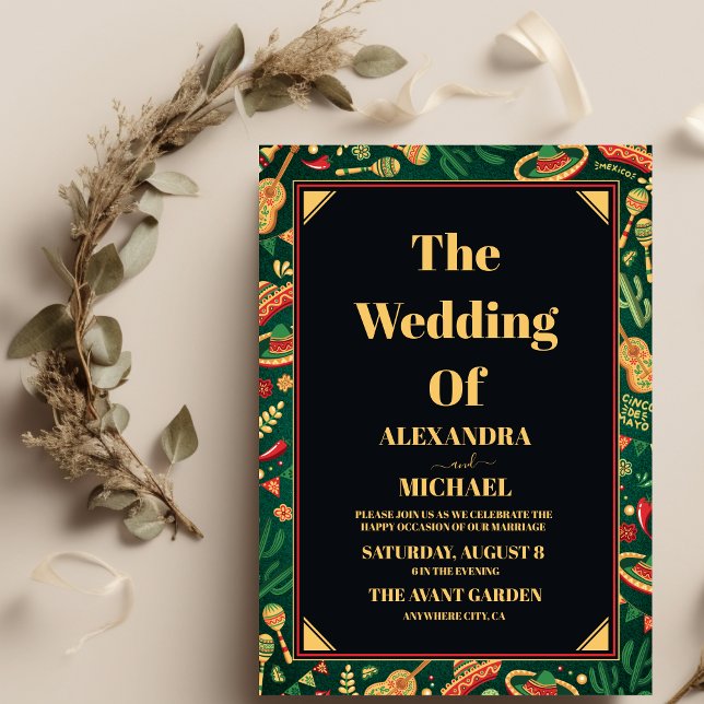 Convites Casamento Mexicano Fiesta Papel Picado (Criador carregado)