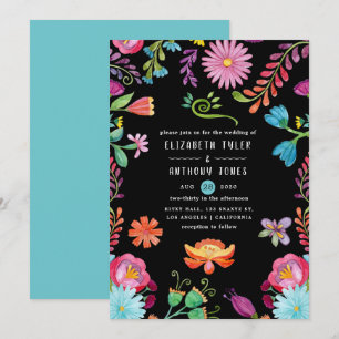 Convites Casamento Mexicano Floral Colorido com Aquarela