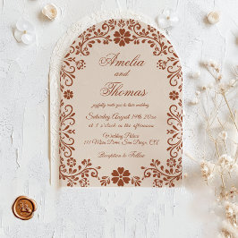 Convites Casamento Mexicano Floral de Terracota Rústica