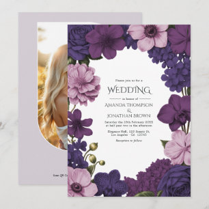 Convites Casamento Midnight Iris, Velvet Plum & Dusty Petal