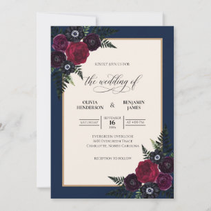 Convites Casamento Midnight Maroon Dahlia
